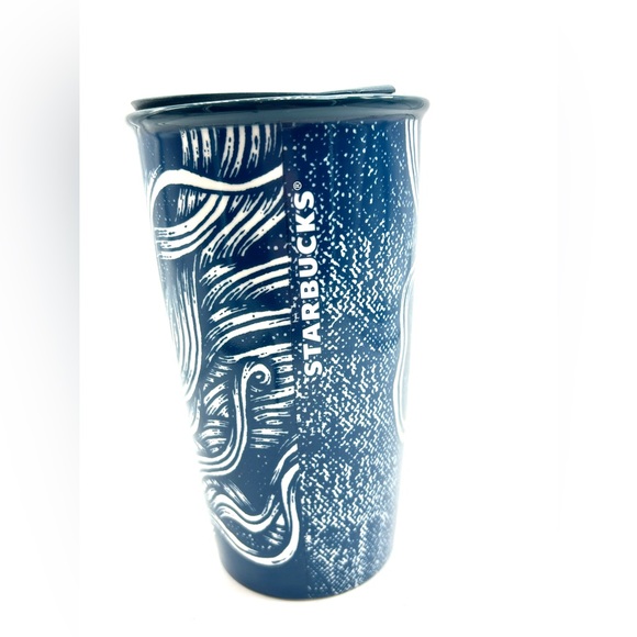 Starbucks 2016 Gold Crown Blue Mermaid Siren 12oz Ceramic Travel Tumbler Mug - Picture 5 of 16